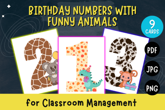 Birthday Numbers with Funny Animals: A Delightful Design Asset