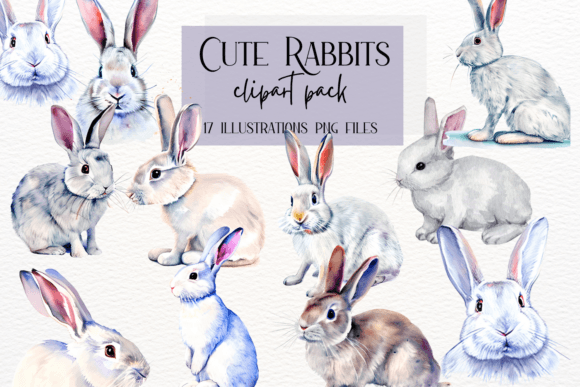 Charming Watercolor Rabbit Illustrations for Easter Projects