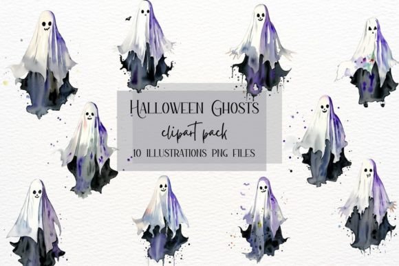 Spooky and Stylish: Ghosts Halloween Watercolor, Haunted Art