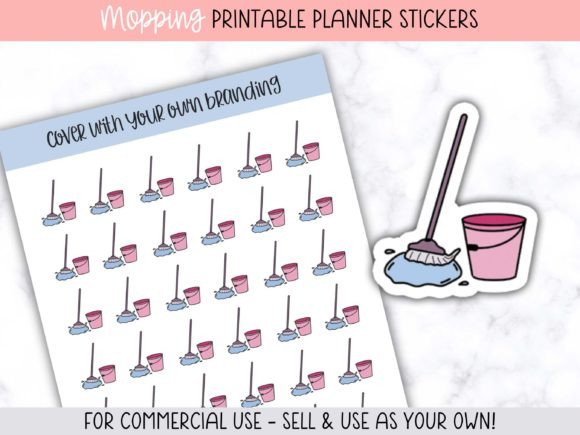 Time-Saving Mop & Bucket Planner Stickers for Your Shop