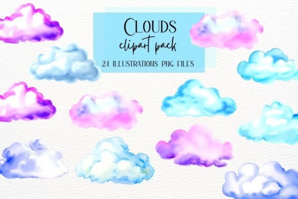 Watercolor Clouds Collection: Soft Graphics for Creative Projects