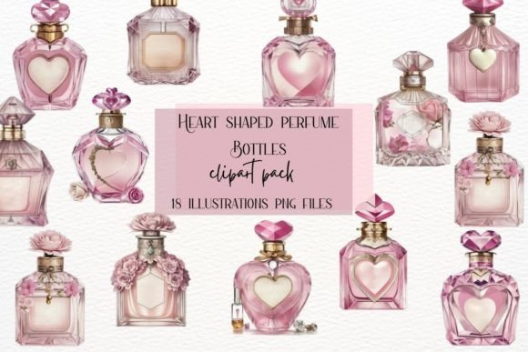 Watercolor Heart Shaped Pink Perfumes: A Designer's Delight
